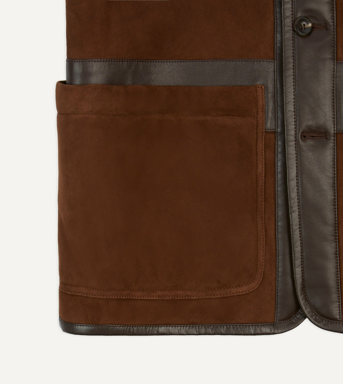 Drake's Dark Brown Suede Shearling Vest