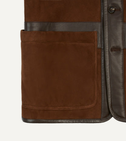 Drake's Dark Brown Suede Shearling Vest