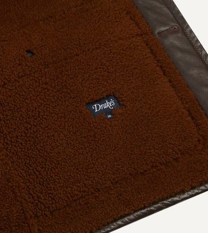 Drake's Dark Brown Suede Shearling Vest