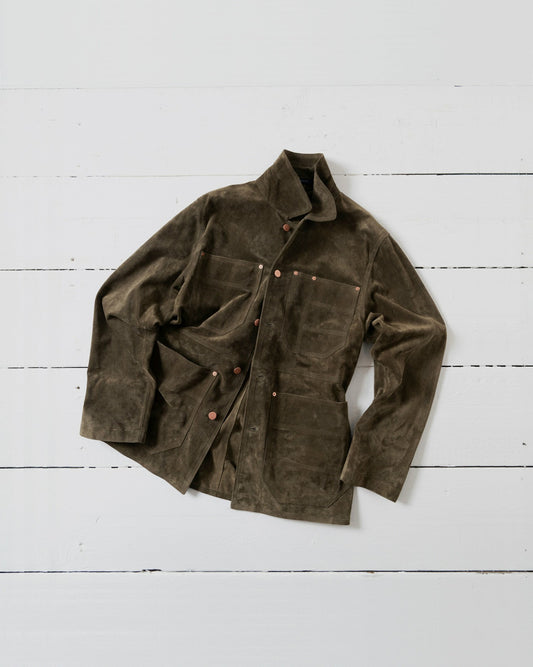 Drake's Olive Suede Welder Jacket