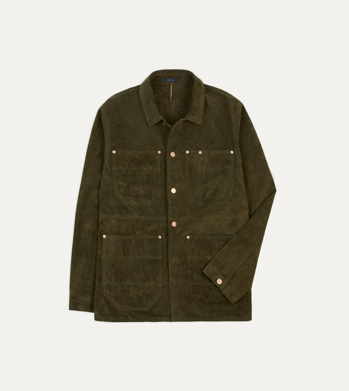Drake's Olive Suede Welder Jacket
