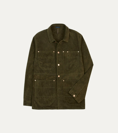 Drake's Olive Suede Welder Jacket