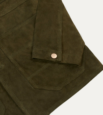 Drake's Olive Suede Welder Jacket