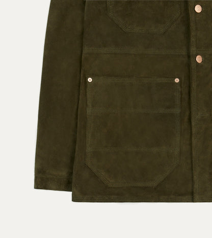 Drake's Olive Suede Welder Jacket