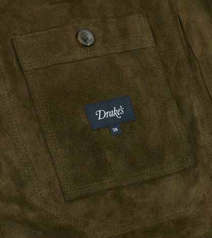 Drake's Olive Suede Welder Jacket