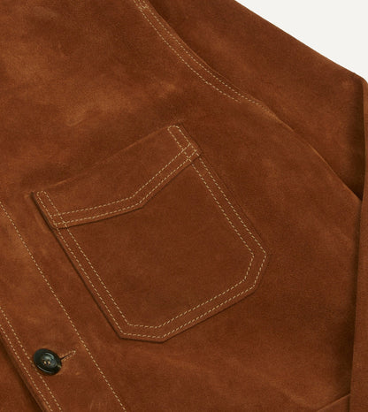 Drake's Rust Heavyweight Suede Five-Pocket Chore Jacket