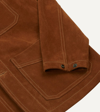 Drake's Rust Heavyweight Suede Five-Pocket Chore Jacket