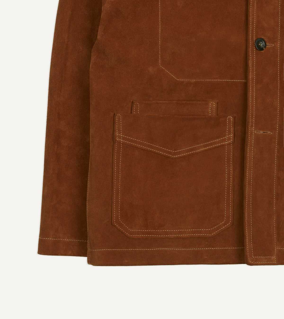 Drake's Rust Heavyweight Suede Five-Pocket Chore Jacket