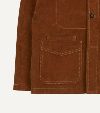 Drake's Rust Heavyweight Suede Five-Pocket Chore Jacket