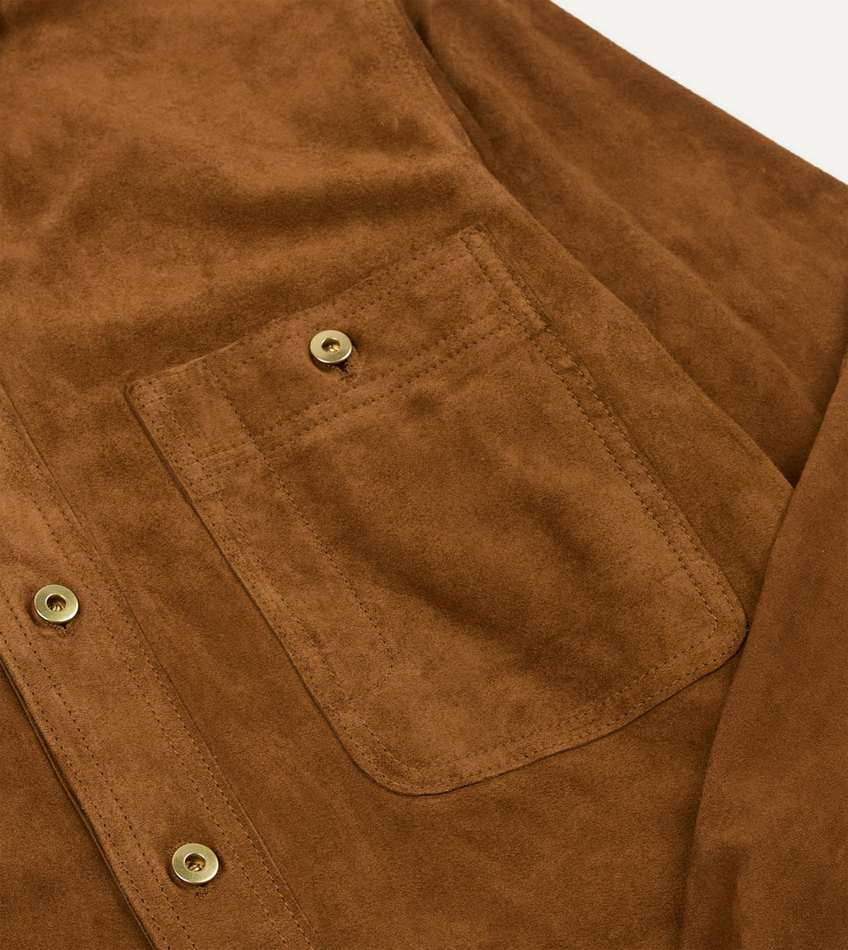 Drake's Tobacco Raw Suede Overshirt