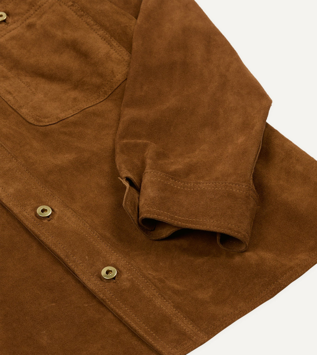 Drake's Tobacco Raw Suede Overshirt
