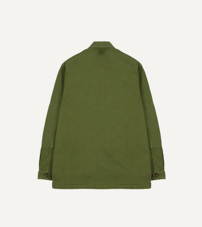Drake's Olive Herringbone Cotton Jungle Jacket