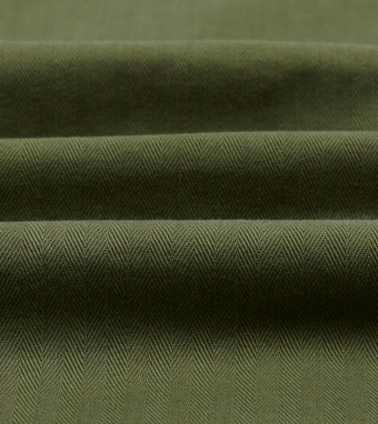 Drake's Olive Herringbone Cotton Jungle Jacket