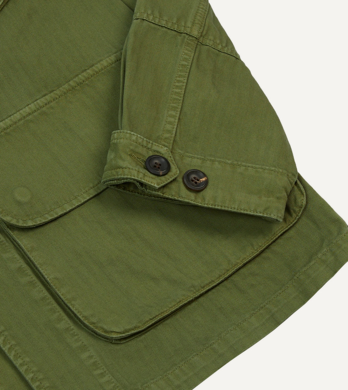 Drake's Olive Herringbone Cotton Jungle Jacket