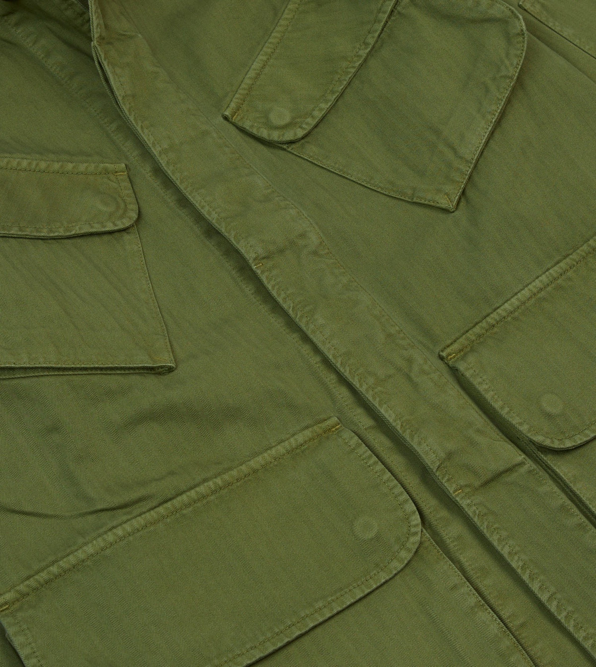 Drake's Olive Herringbone Cotton Jungle Jacket