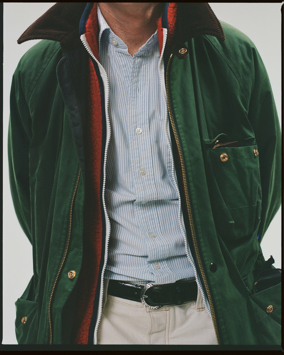 Drake's Green Waxed Coverall Jacket