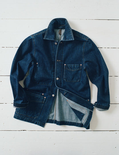 Drake's Stone Wash Selvedge Denim Five-Pocket Chore Jacket