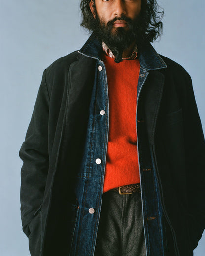 Drake's Stone Wash Selvedge Denim Five-Pocket Chore Jacket