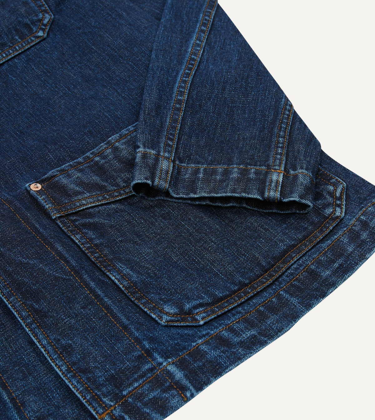 Drake's Stone Wash Selvedge Denim Five-Pocket Chore Jacket