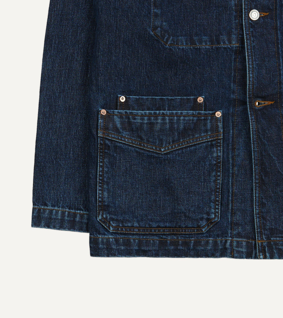Drake's Stone Wash Selvedge Denim Five-Pocket Chore Jacket