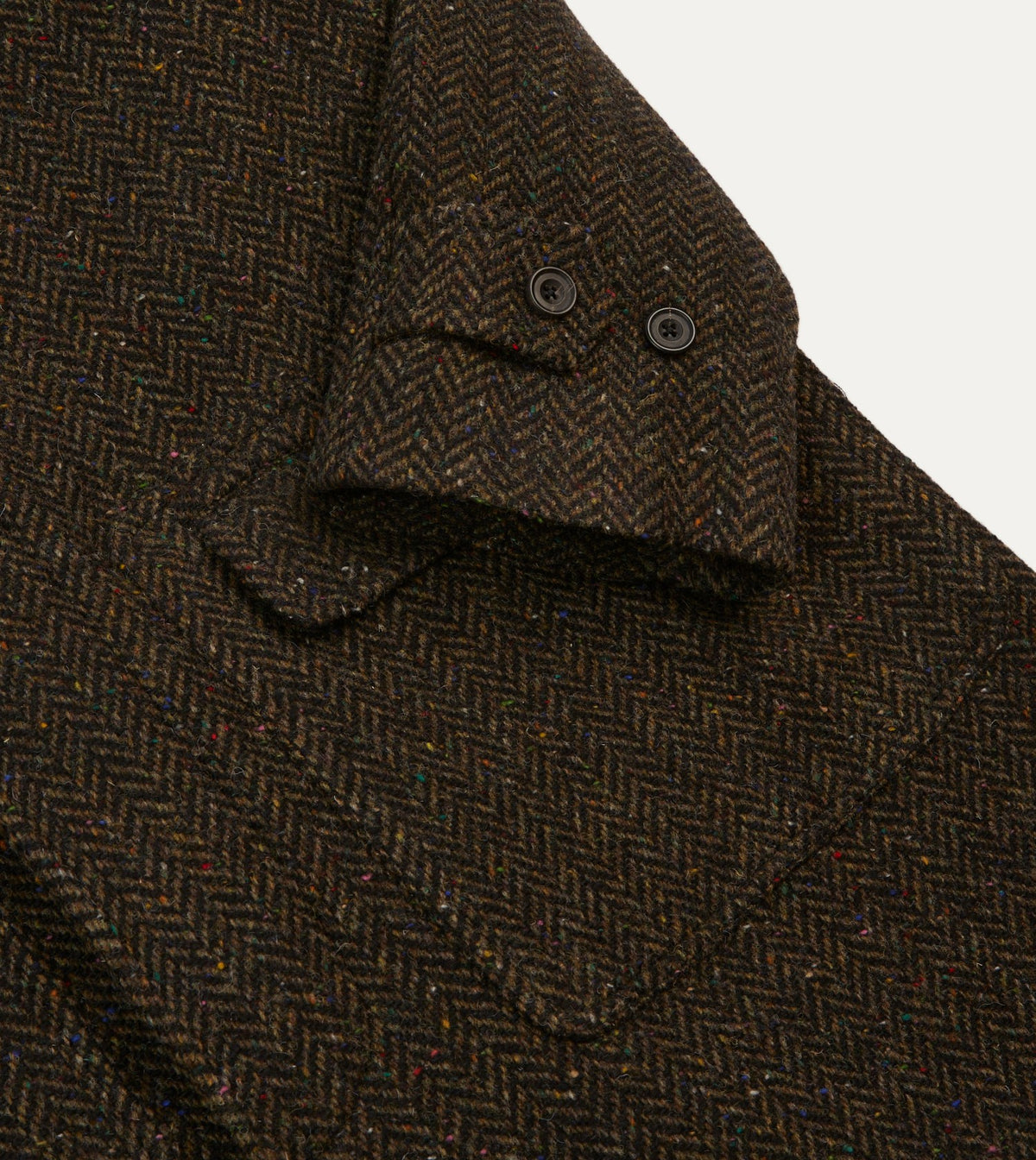 Drake's Brown Herringbone Wool Raglan Coat