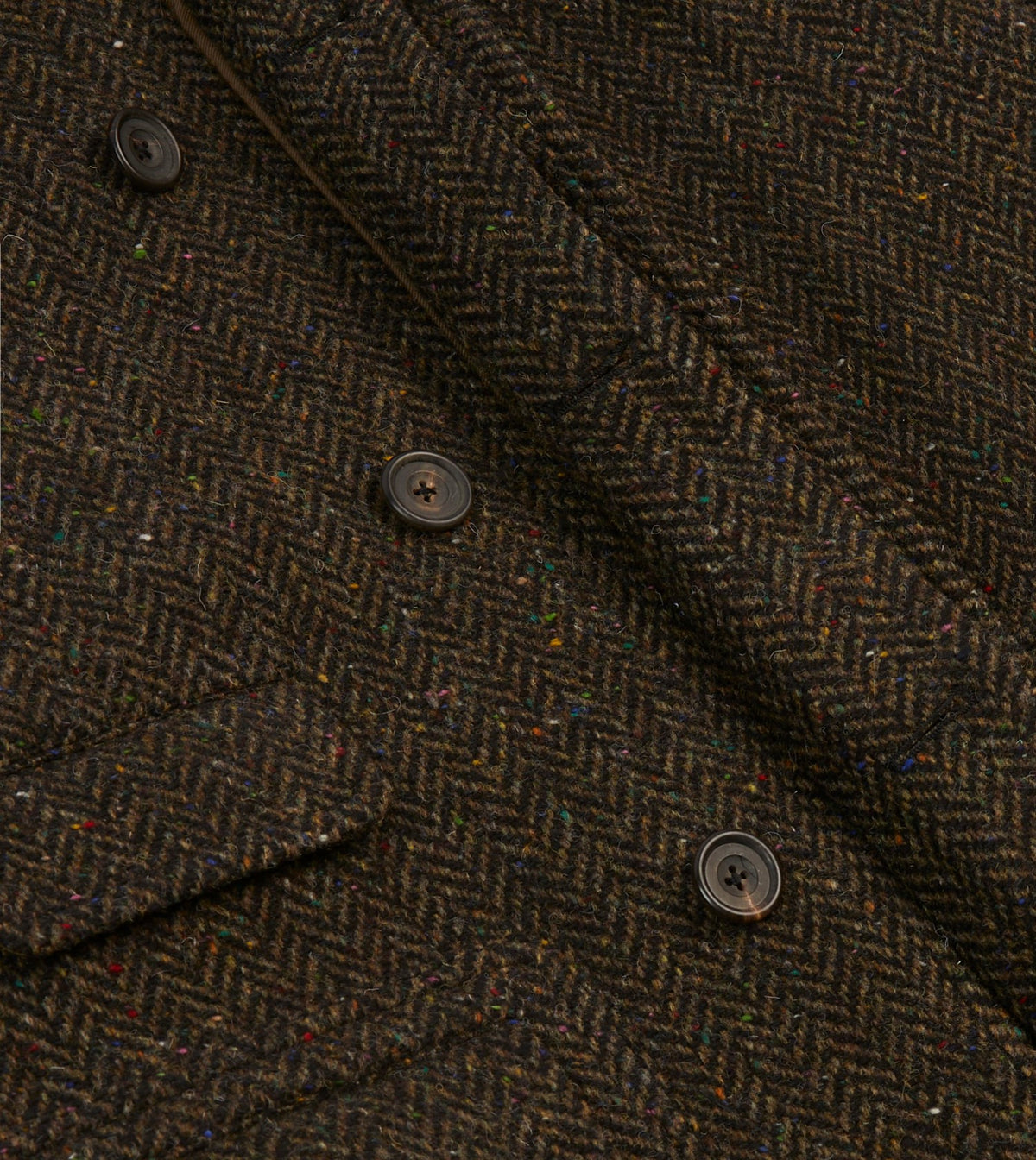 Drake's Brown Herringbone Wool Raglan Coat