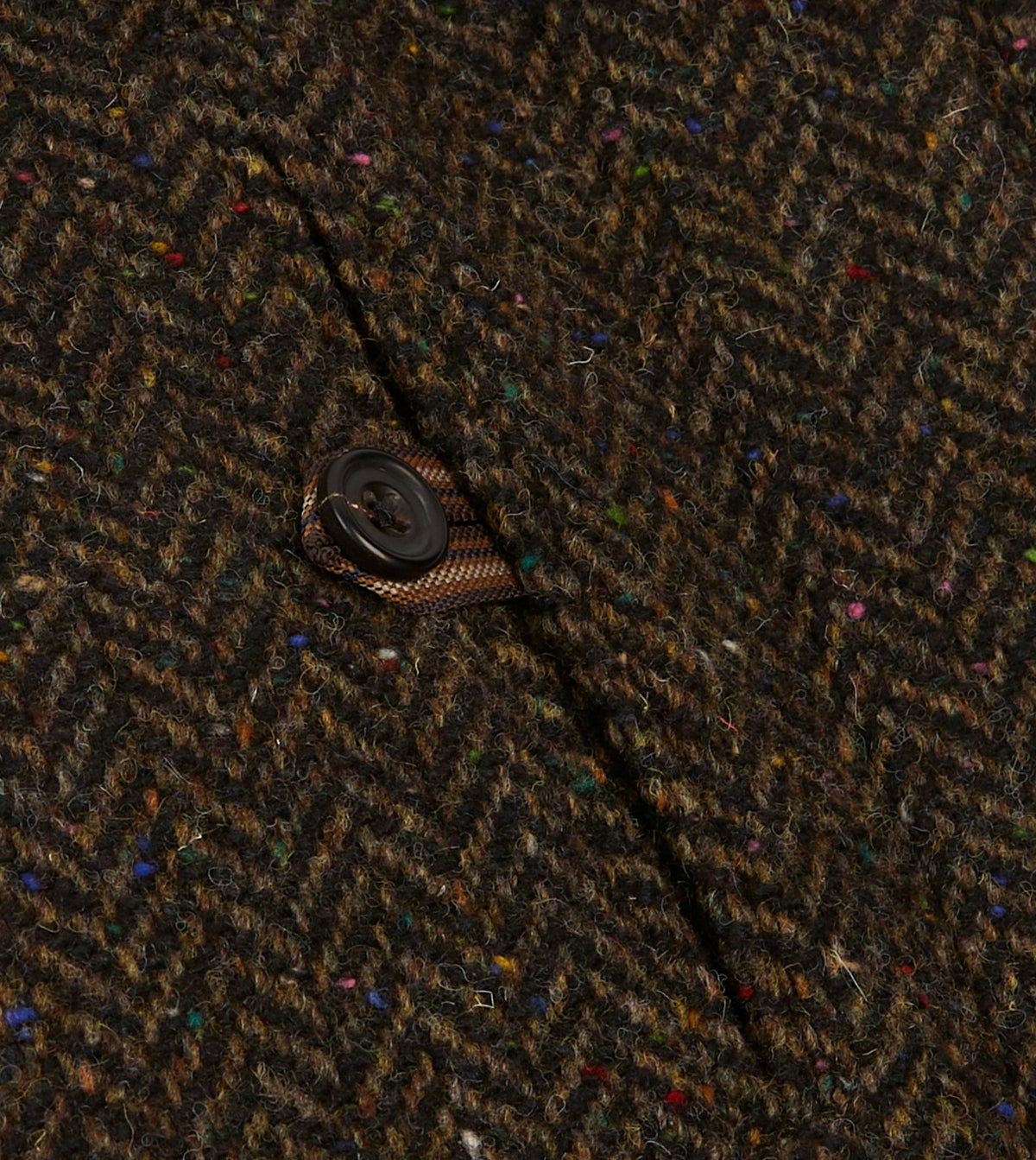 Drake's Brown Herringbone Wool Raglan Coat