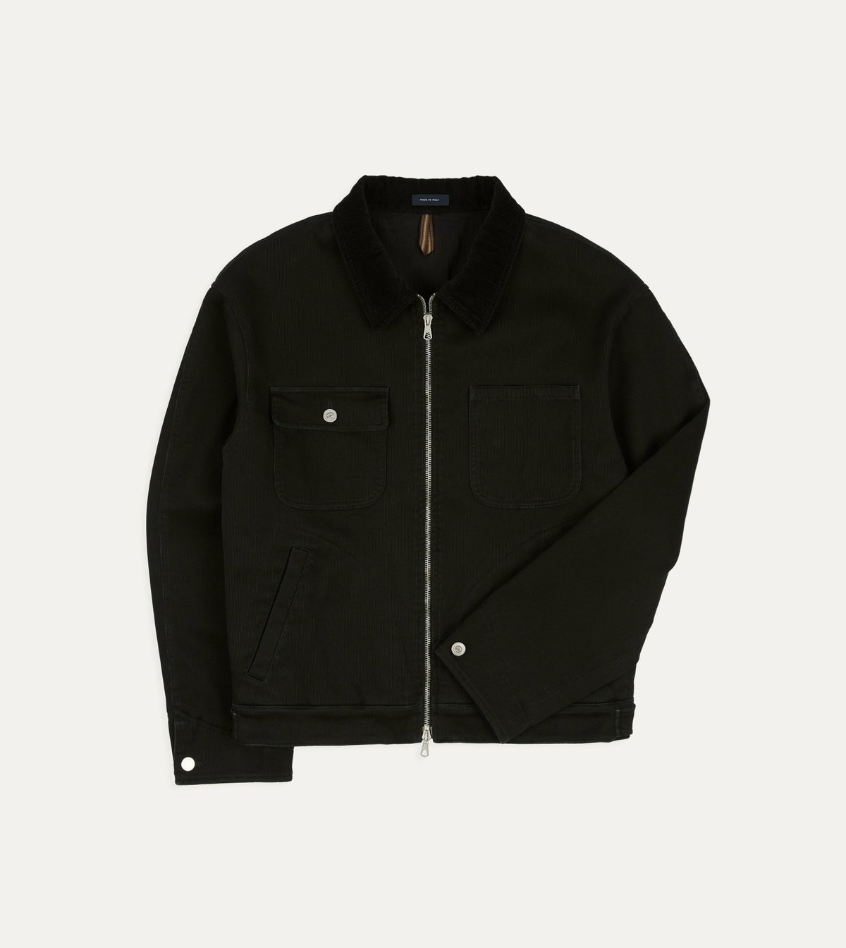 Drake's Drake's by A. Levine Black Cotton Trucker Jacket