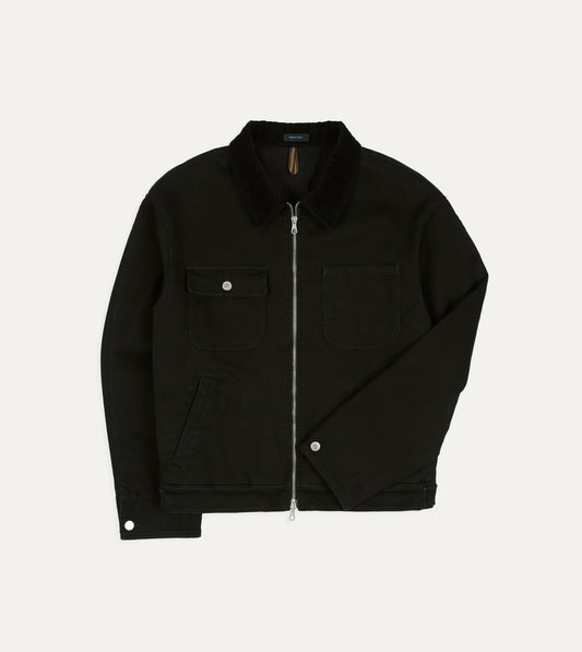 Drake's Drake's by A. Levine Black Cotton Trucker Jacket