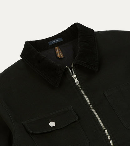 Drake's Drake's by A. Levine Black Cotton Trucker Jacket