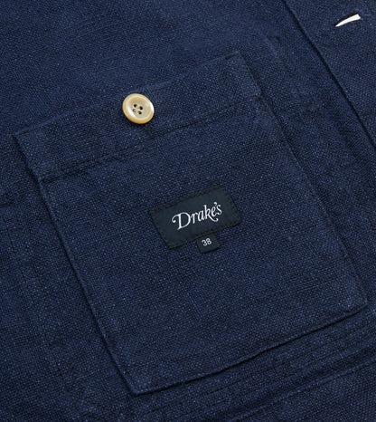 Drake's Navy Linen Five-Pocket Chore Jacket