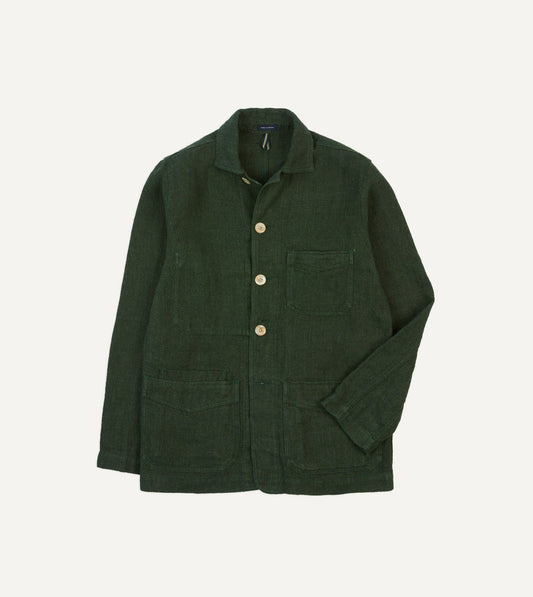 Drake's Green Linen Five-Pocket Chore Jacket