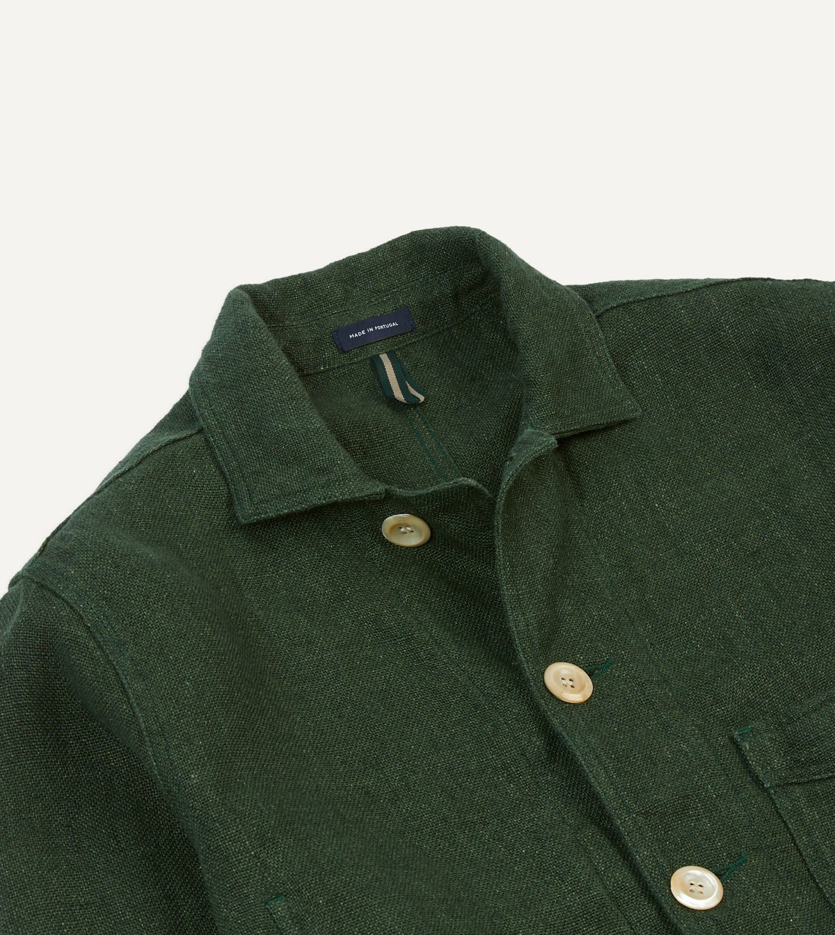 Drake's Green Linen Five-Pocket Chore Jacket