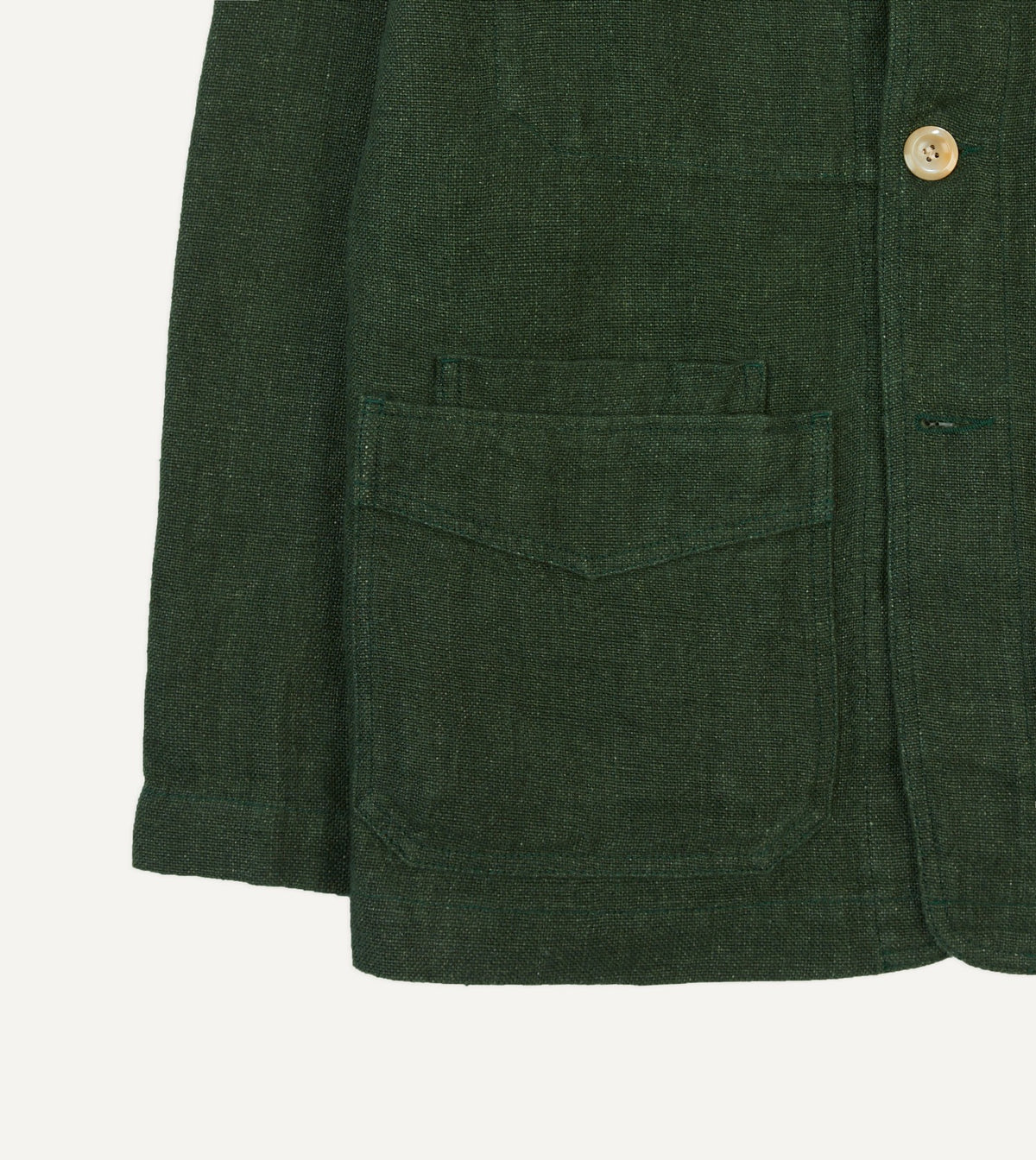 Drake's Green Linen Five-Pocket Chore Jacket