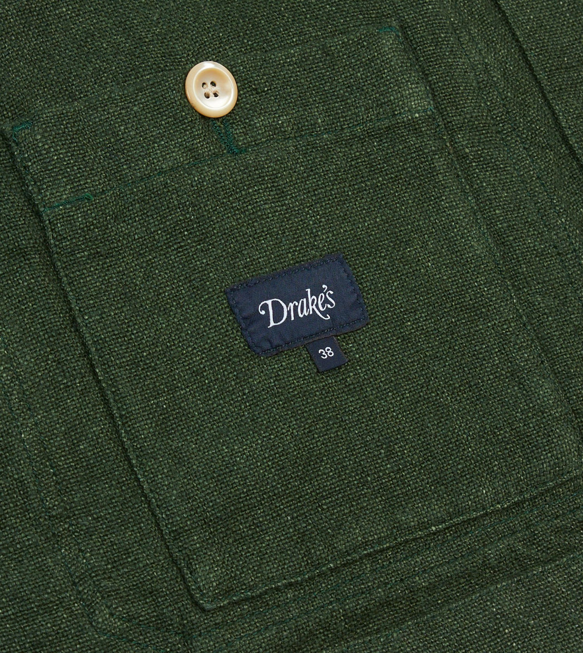Drake's Green Linen Five-Pocket Chore Jacket