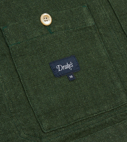 Drake's Green Linen Five-Pocket Chore Jacket