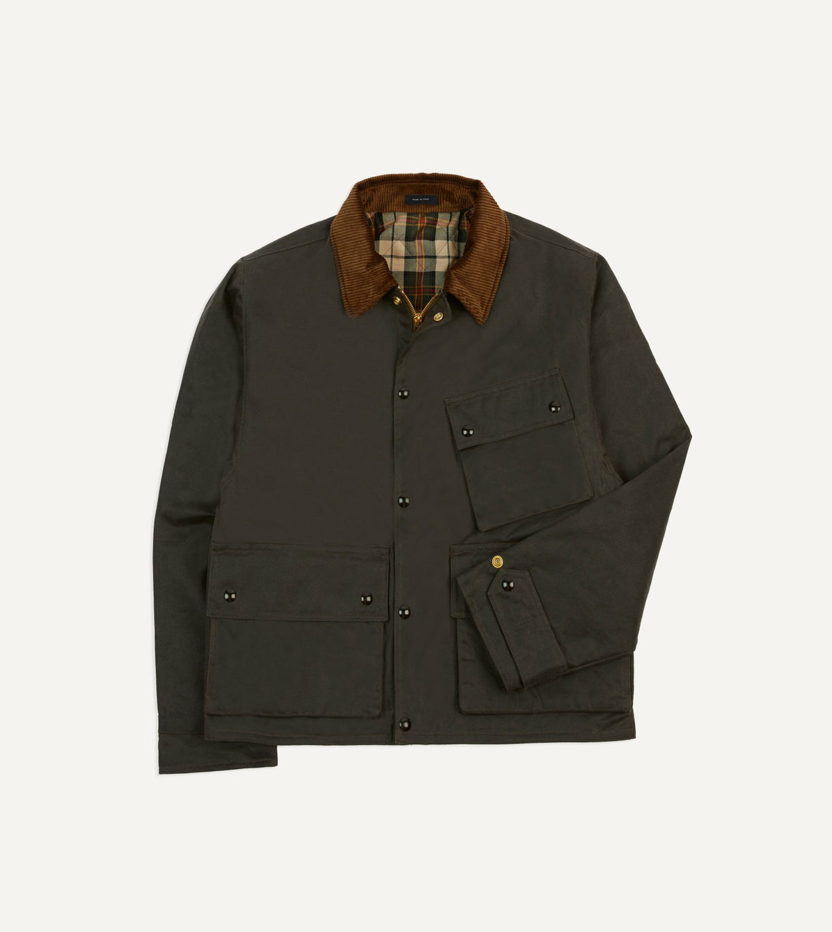 Drake's Brown Waxed Cotton Wader Jacket