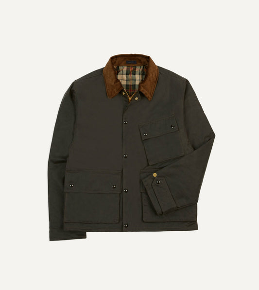 Drake's Brown Waxed Cotton Wader Jacket