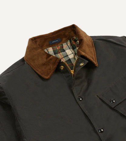 Drake's Brown Waxed Cotton Wader Jacket