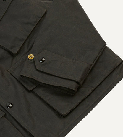 Drake's Brown Waxed Cotton Wader Jacket