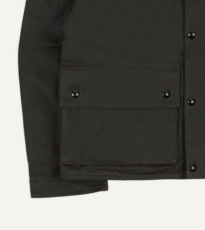 Drake's Brown Waxed Cotton Wader Jacket
