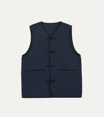 Drake's Navy Cotton Artist Vest