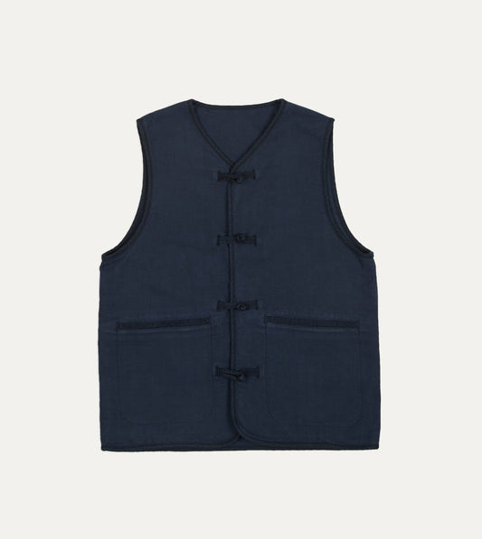 Drake's Navy Cotton Artist Vest