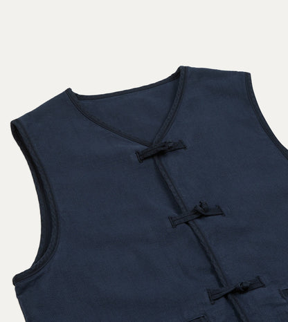 Drake's Navy Cotton Artist Vest