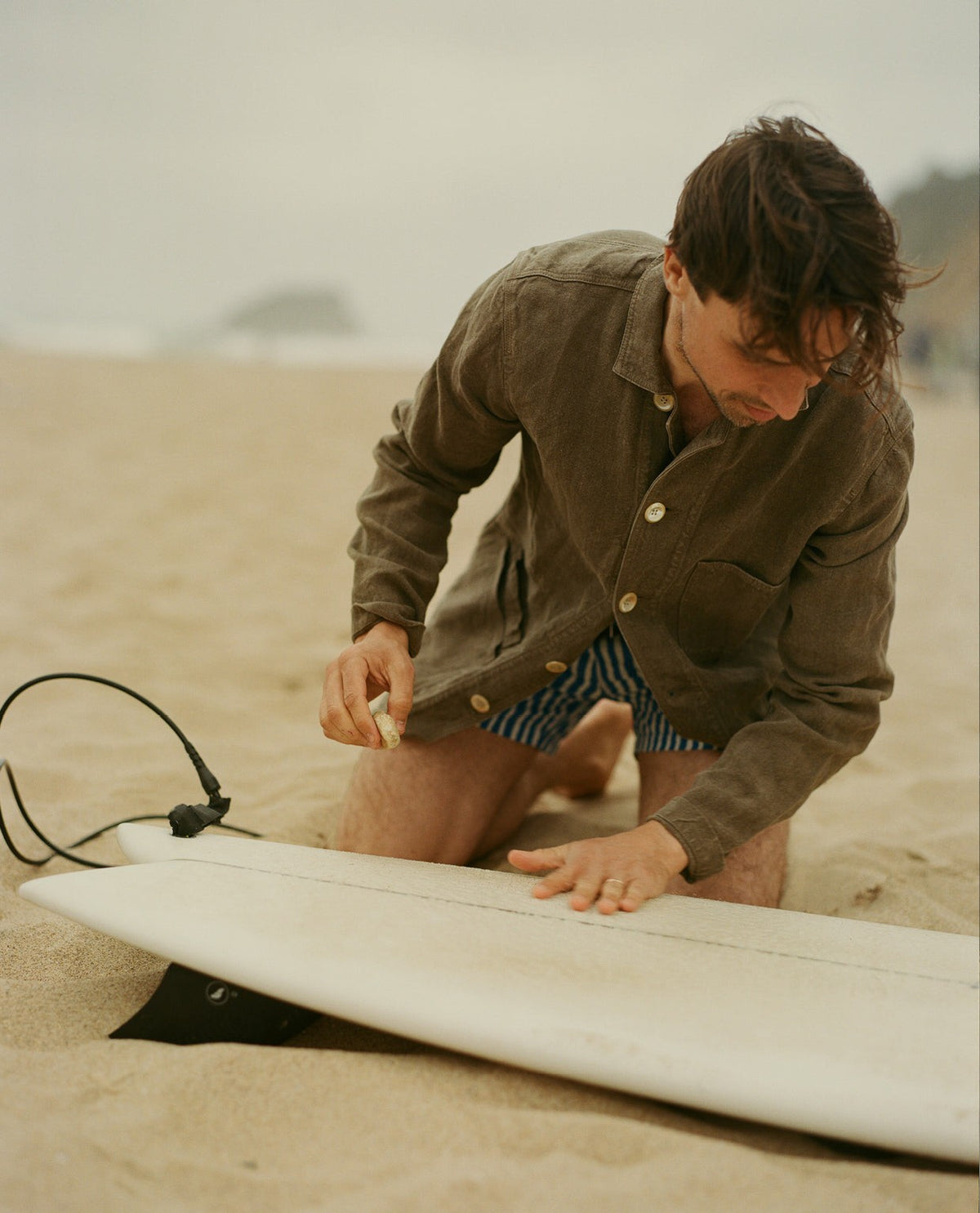 Drake's Brown Linen Five-Pocket Chore Jacket