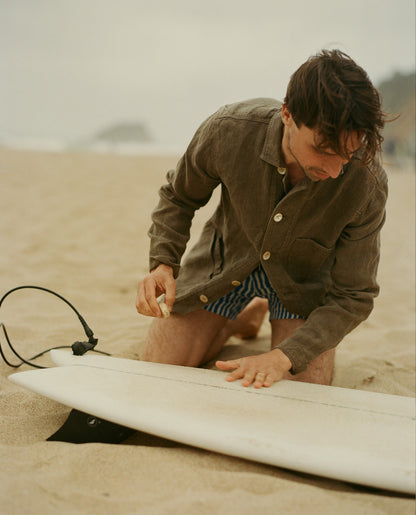 Drake's Brown Linen Five-Pocket Chore Jacket