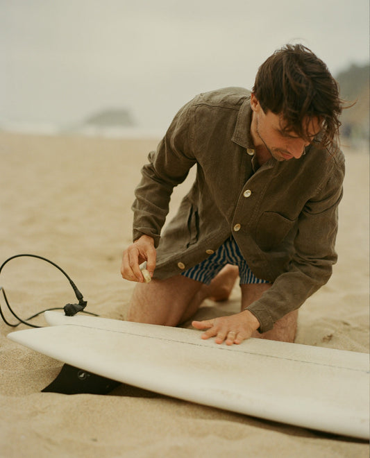 Drake's Brown Linen Five-Pocket Chore Jacket
