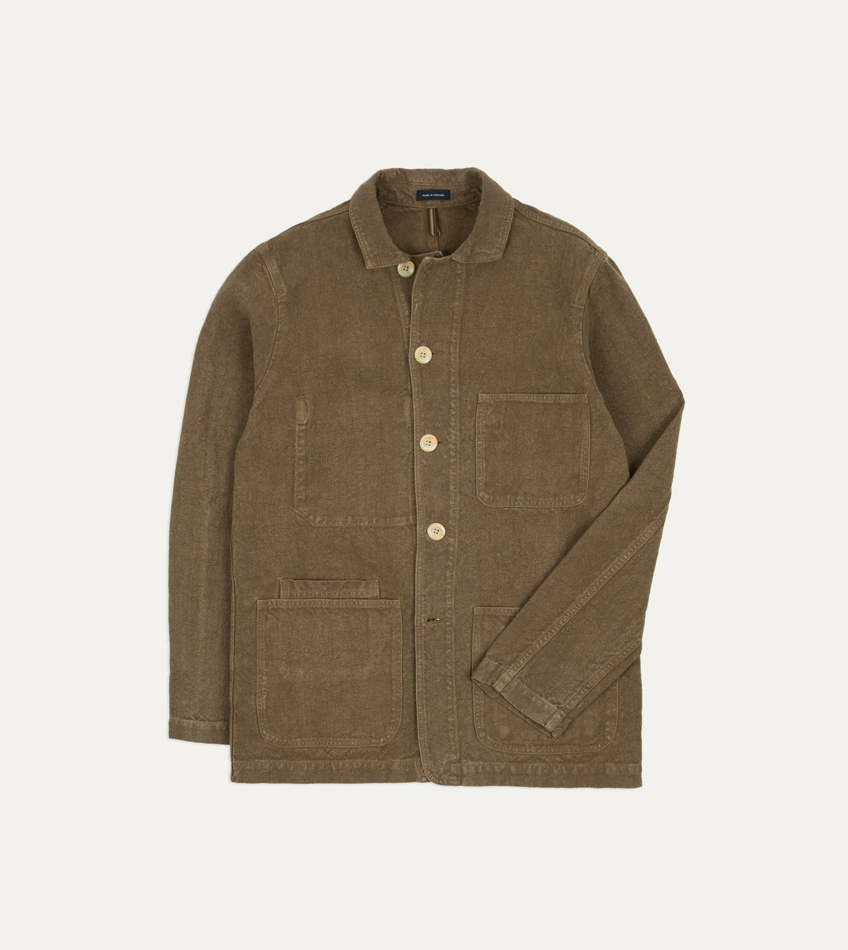 Drake's Brown Linen Five-Pocket Chore Jacket