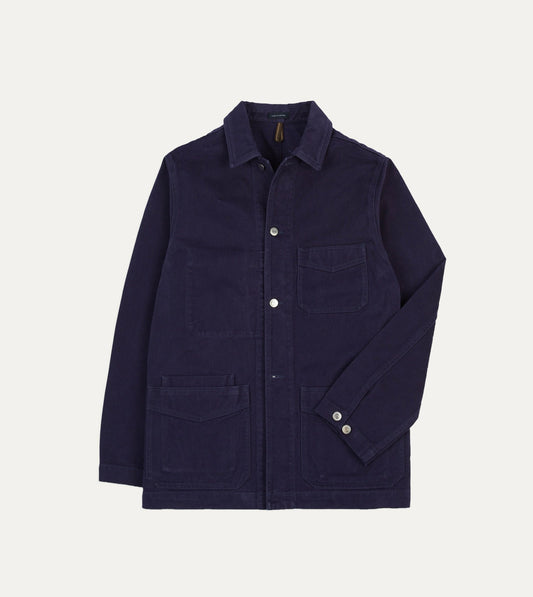 Drake's French Blue Heavy Twill Cotton Five-Pocket Chore Jacket