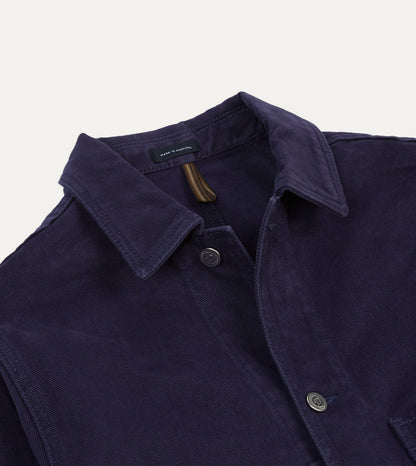 Drake's French Blue Heavy Twill Cotton Five-Pocket Chore Jacket